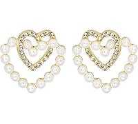 Orecchini a bottone con perle artificiali a forma di cuore Accessori per gioielli con temperamento per feste da donnaDeft è stato elaborato
