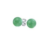 Orecchini A Bottone Con Pietra Preziosa Tinta Verde Avventurina Rotonda Semplice Per Donne Argento Sterling .925 Diametro 6MM