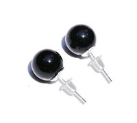 Orecchini a bottone con pietre preziose, orecchini a cerchio rotondi in acciaio inossidabile con pietre naturali, orecchini a bottone per San Valentino, Festa della mamma (Ossidiana)