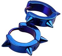 Orecchini a bottone con rivetti punk in acciaio al titanio Spike Hoop Piercing orecchini per donna uomo bluUtile trattato.