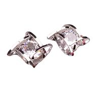 Orecchini a Bottone con zirconi cubici Quadrati alla Moda Premium per Donna da Ragazza, Argento Fashion Design