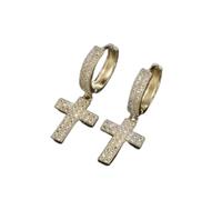 Orecchini a Bottone Croce Colore Argento con Bling zircone Pietra per Uomo Donne Hip Hop Gioielli Moda 2021 Nuovo-Gold