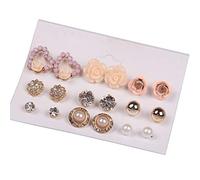 Orecchini a bottone Da donna Scintillio Oro Scintillante Fiore Perla Diamante Zircone Combinazione Sbiancamento Orecchio Ornamento Semplice Retrò Simpatici Accessori per gioielli 9 Set Creativo e util