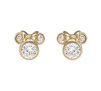 Orecchini a bottone Disney Minnie Mouse in argento Sterling 925 e oro 10 carati con zirconi cubici