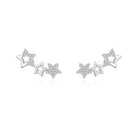 Orecchini a Bottone Donna, Platino Orecchini Donna Stelle con diamanti