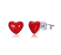 Orecchini a Bottone Girly in Smalto Dolce Cuore Rosso al 100% per Regalo di Gioielli per Feste da Donna
