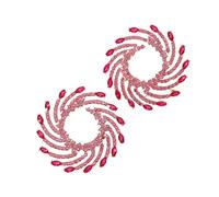 Orecchini a bottone grandi con cristalli rotondi a forma di fiore di sole per le donne, accessori per orecchini con ciondolo insolito per feste di ballo(Rose-Red)