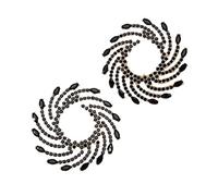 Orecchini a bottone grandi con cristalli rotondi a forma di fiore di sole per le donne, accessori per orecchini con ciondolo insolito per feste di ballo(Black)