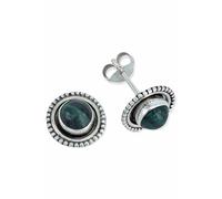 Orecchini a bottone in argento 925 con pietra preziosa a strisce verde malachite, orecchini a bottone in vero argento sterling da donna, regalo