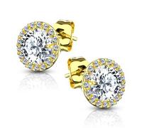 Orecchini a bottone in argento con un grande zircone al centro TS-EA-0020