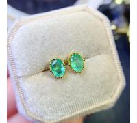 Orecchini a bottone in argento Sterling 5x7mm con smeraldo di grandi dimensioni orecchini a bottone taglio ovale di grandi dimensioni Natural Colombia Emerlad