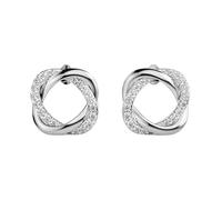 Orecchini a bottone in argento sterling 925 con anello di bellezza | Placcatura in argento n. Pietra: 36 Dimensioni gemma: 0,01-0,07 mm | Peso: 0,67 crt Forma: rotonda | 5,474 grammi |LKE_W_00069
