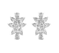 Orecchini a bottone in argento sterling 925 con scintillio ardente | Placcatura in argento n. Pietra: 18 Dimensioni gemma: 0,08-0,22 mm | Peso: 2,8 crt Forma: a pera | 2,99 grammi |LKE_W_00183