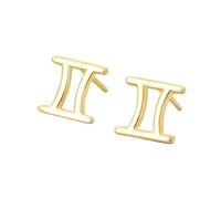 Orecchini A Bottone In Argento Sterling 925 Placcati In Oro con Segno Zodiacale - Gemelli (21 Maggio - 21 Giugno) - Costellazione Zodiacale, Oroscopo, Astrologia Celeste, Gioielli - Regalo per Donna