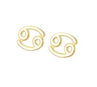 Orecchini A Bottone In Argento Sterling 925 Placcati Oro con Segno Zodiacale - Cancro (22 Giugno - 22 Luglio) - Costellazione Zodiacale, Oroscopo, Astrologia Celeste, Gioielli - Regalo per Donna e U