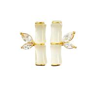 Orecchini a bottone in stile cinese con foglia di bambù di giada imitazione