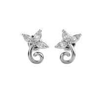 Orecchini a bottone Mystic Petals in argento sterling 925 | Placcatura in argento n. Pietra: 6 Dimensioni gemma: 0,01-0,07 mm | Peso: 0,4 crt Forma: Marquise | 1,56 grammi |LKE_W_00022