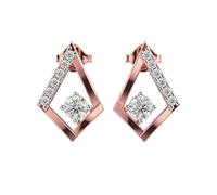 Orecchini a bottone obliqui in argento sterling 925 | Placcatura in oro rosa | N. pietra: 14 | Dimensioni gemma: 0,01-0,17 mm | Peso: 0,48 crt | Forma: rotonda | 2,616 grammi |LKE_R_00121