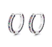 Orecchini a bottone, orecchini da donna, a cerchio arcobaleno delicati, con zirconi cubici colorati, a strass