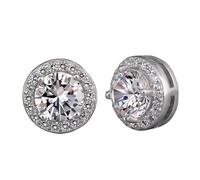 Orecchini a bottone, orecchini da donna, gioielli in argento 925, a, alla moda, a forma di mini cuore(Round silver)