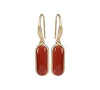 Orecchini a bottone, orecchini da donna, semplici alla moda in argento sterling placcato oro S925, agata rossa del sud, nefrite, temperamento, rossi