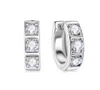 Orecchini a bottone, orecchini pendenti, orecchini a cerchio piccoli Moissanite for uomo Donna Orecchini Moissanite Huggie in argento 925 Piccoli orecchini Moissanite(Silver)