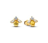 Pandora 264559C01 - Orecchini a lobo a forma di ape miele, placcati in oro 14 carati e zirconi cubici, con pietre gialle e trasparenti