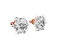 Orecchini a bottone rotondi classici in argento sterling 925 | Placcatura in oro rosa | N. pietra: 2 | Dimensioni gemma: 2,00-2,99 mm | Peso: 5 crt | Forma: rotonda | 5,603 grammi |LKE_R_00167