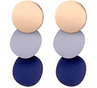 Orecchini a Bottone Rotondi Geometrici a Disco Orecchini Pendenti a Disco Multistrato minimalisti,Grigio Convenient Design