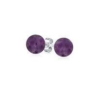 Orecchini A Bottone Semplici In Ametista Viola Pietra Preziosa Per Donne Argento Sterling .925 Pietra Di Nascita Di Febbraio Diametro 6MM