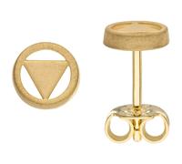 Orecchini A Bottone Triangolo Nel Cerchio Ø 6mm 9 Carat Oro Giallo Opaco Donna