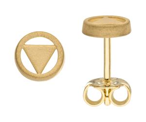 Orecchini A Bottone Triangolo Nel Cerchio Ø 6mm 9 Carat Oro Giallo Opaco Donna