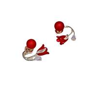 Orecchini a bottone tulipano rosso da donna, orecchini a due vie floreali con perline rosse e cristallo, gioielli eleganti per ogni giorno e occasioni speciali