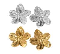 Orecchini a bottone vintage floreali in oro da donna, 2 paia