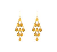 Orecchini A Cascata In Gemma Oro Giallo Citrino Con Gancio D'Appeso 925