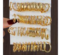 Orecchini a catena a forma di C oro moda con disegno pendente geometrico per don