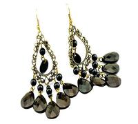 Orecchini a catena lunga in stile bohémien, da donna, gioielli da festa con perline a goccia d'acqua cave, orecchini pendenti lunghi con gancio decorativo, design BlackNice