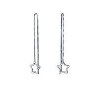 Orecchini A Catena Lunga Lineare Con Filo Aperto Stellato Celeste Per Donne Adolescenti In Argento Sterling .925 Con Gancio A U Stabilizzatore