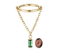 Orecchini a catena lunga per piercing a conchiglia da 16 G, piercing per helix, in acciaio chirurgico, da appendere alla cartilagine, per uomo e donna, Acciaio inossidabile, Zirconie sintetico