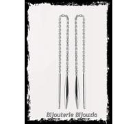 Orecchini A Catena Passante In Argento Massiccio 925/000 Gioielli Donna