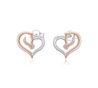 Orecchini a cavallo in argento sterling 925 orecchini a ferro di cavallo orecchini a forma di cuore in oro rosa orecchini a perno da donna ipoallergenici gioielli di Natale