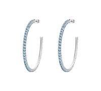 Orecchini a cerchietto da donna di Brosway della collezione Desideri. Gioiello realizzato in acciaio 316L con zirconi azzurri.. La referenza è BEIE020