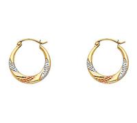 Orecchini a cerchio 14 K Tri color oro Swirl Fancy (18 x 18 mm)
