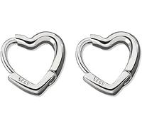 Orecchini a Cerchio a Cuore in Argento Sterling 925 per Donna Orecchini a Forma di Cuore Dolce Amore per Ragazze Adolescenti, Platino Clever