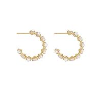 Orecchini a cerchio a forma di C con pietra di zircone e occhio di gatto, unici e accattivanti per la modellatura del viso, adatti per le signore alla moda nelle occasioni quotidiane e sociali