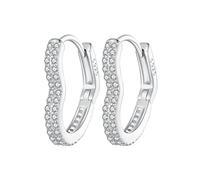 Orecchini a cerchio a forma di cuore in argento sterling 925 con incastonatura a pavé zirconi cubici for donne, regalo alta gioielleria