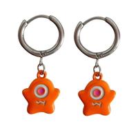 Orecchini a cerchio a forma di mostri dei cartoni animati, con fibbia per le donne, ragazze, bambini, con un occhio, orecchini pendenti per Halloween, Acciaio inossidabile, Diamante