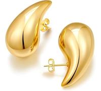 Orecchini a cerchio a goccia in acciaio inossidabile, orecchini curvi grossi placcati in oro 18K, orecchini di dichiarazione ipoallergenici per le donne, adatti per incontri, feste e regali