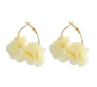 Orecchini a cerchio a petalo in tessuto con fiori pendenti a forma di rosa con ciondolo a forma di fiore per ragazze gioielli da spiaggia floreale goccia, Misura unica, come descritto, come descritto