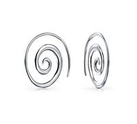 Orecchini A Cerchio A Spirale Tribale Geometrici Boho Lucidati Con Filo Per Donne Adolescenti In Argento Sterling .925